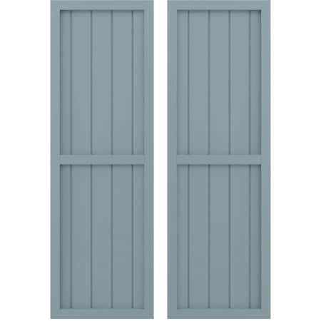 Americraft 5-Board Exterior Wood 2 Equal Panel Framed Board-n-Batten Shutters, ARW101BF518X32SBH